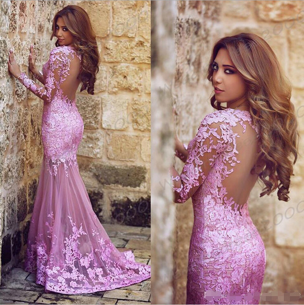 Purple Lace Mermaid Prom Dress