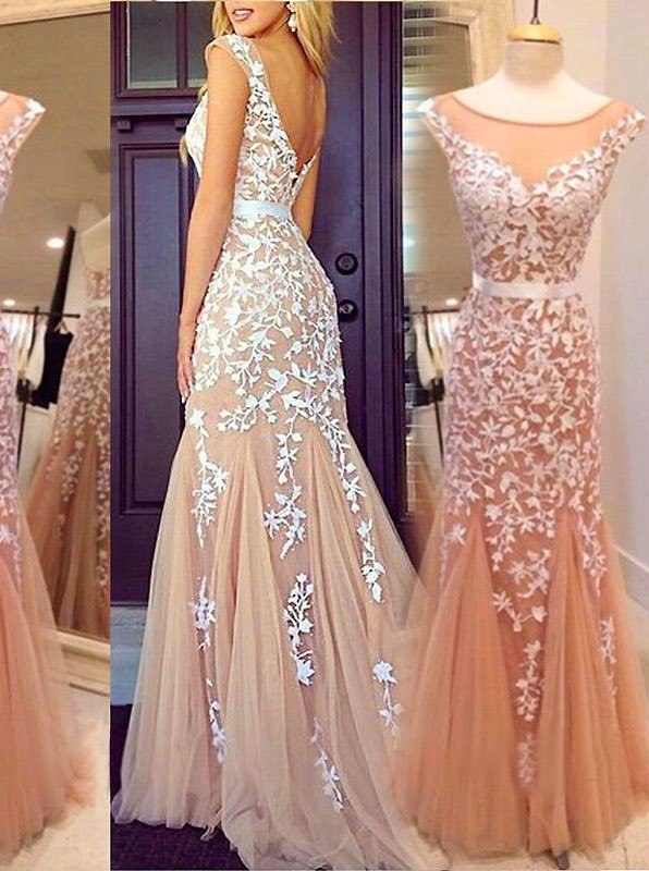 Inexpensive Peach Formal Dresses