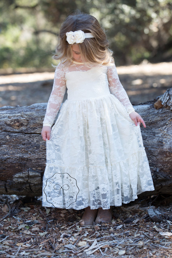 girls long sleeve lace dress