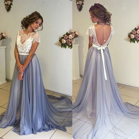 Must Have White lace chiffon long prom 