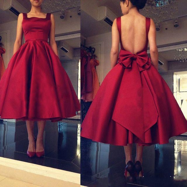 red tea length dress