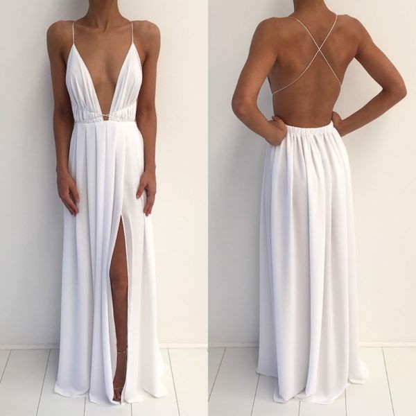 white maxi evening dress