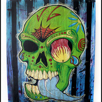 "Sugar Skull Grime" 16"x19" canvas
