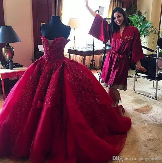 burgundy wedding gown