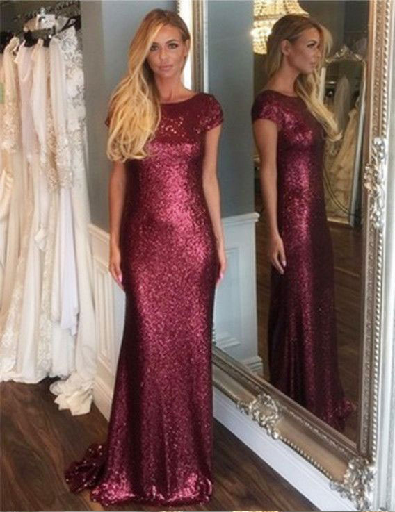 Sexy Sequined Long Backless Prom Dresses Wedding Party