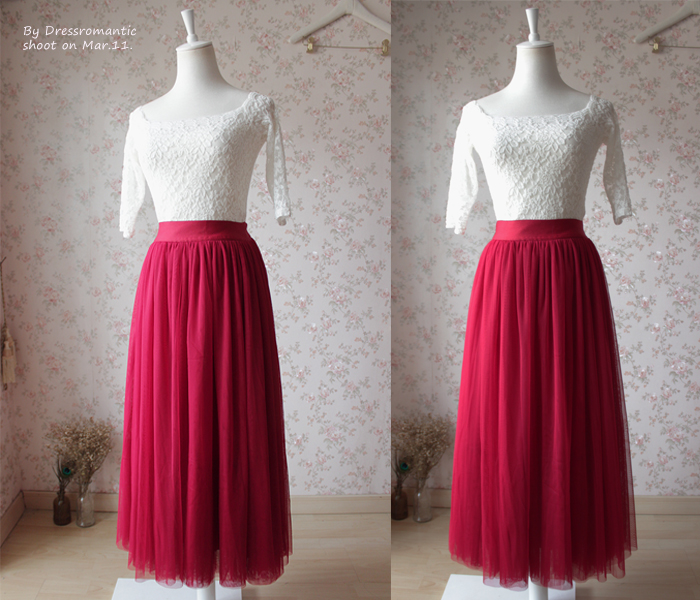 Tutu Skirt Red Tulle Maxi Skirt Plus 