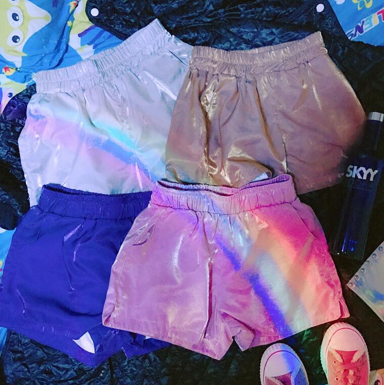 Punk Holographic Metallic Shorts Gold 