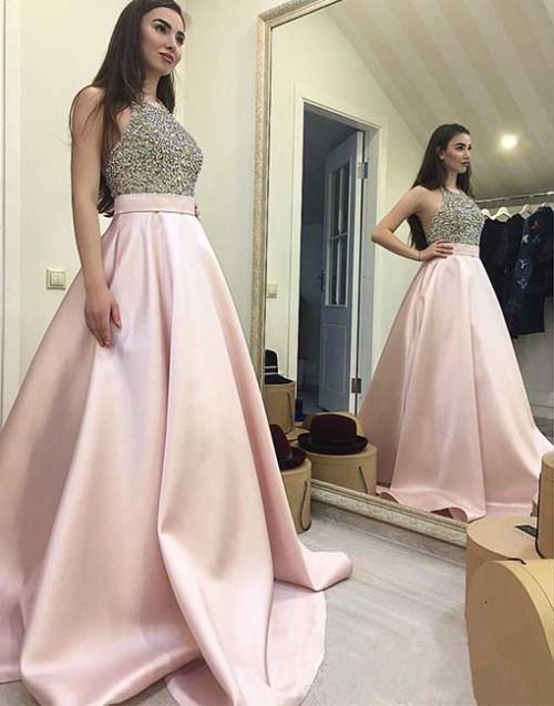 Long a Line Halter Prom Dresses