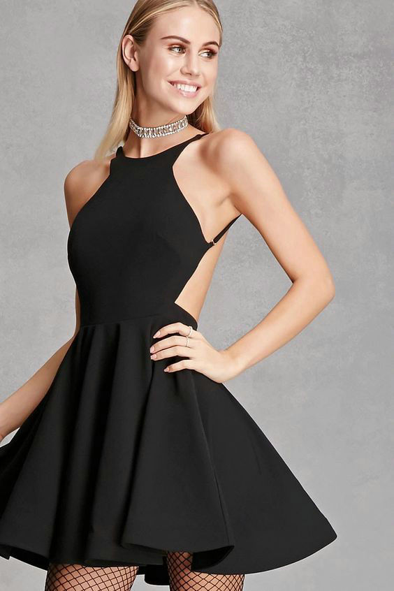 Open Back Homecoming Dress,Little Black Dress,Sexy Black Graduation ...