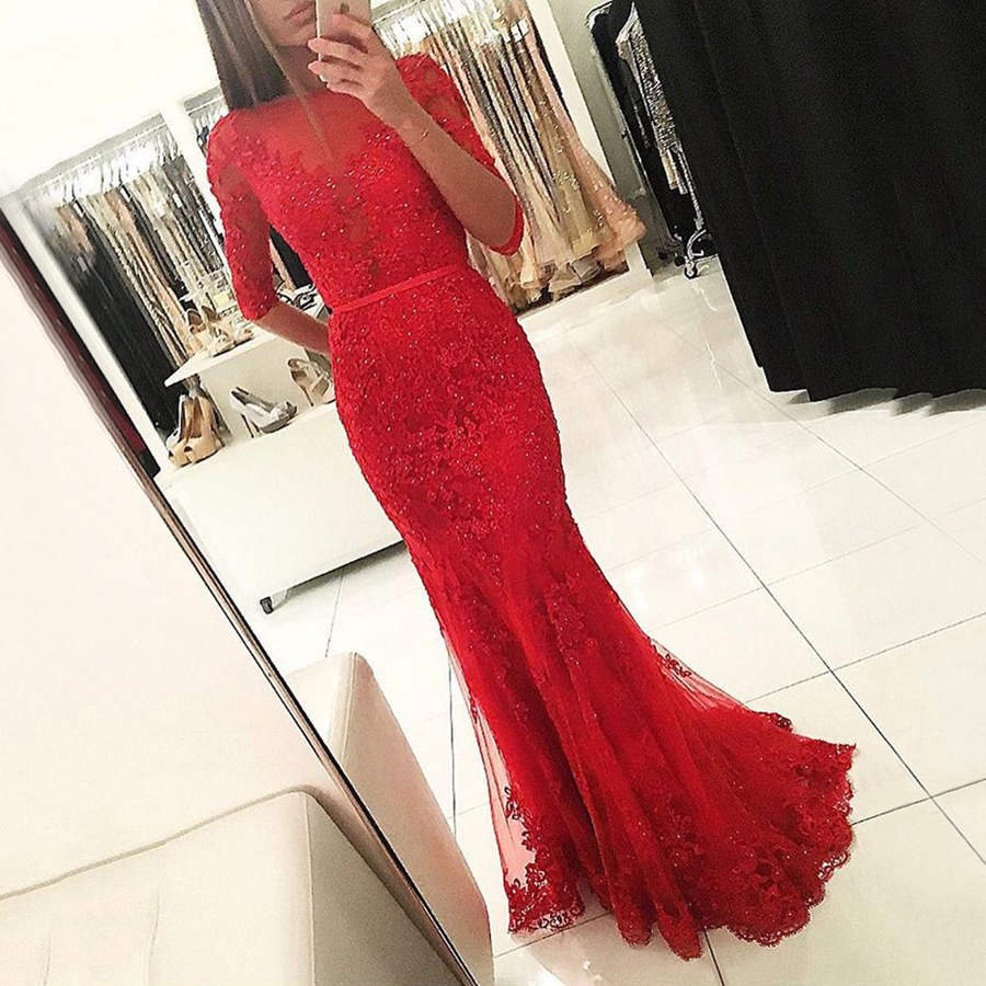 New Trumpet/Mermaid Red Backless Prom 