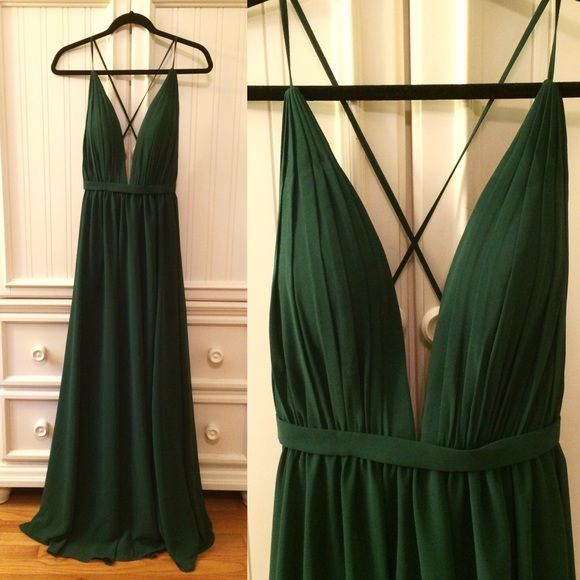 dark green backless dress