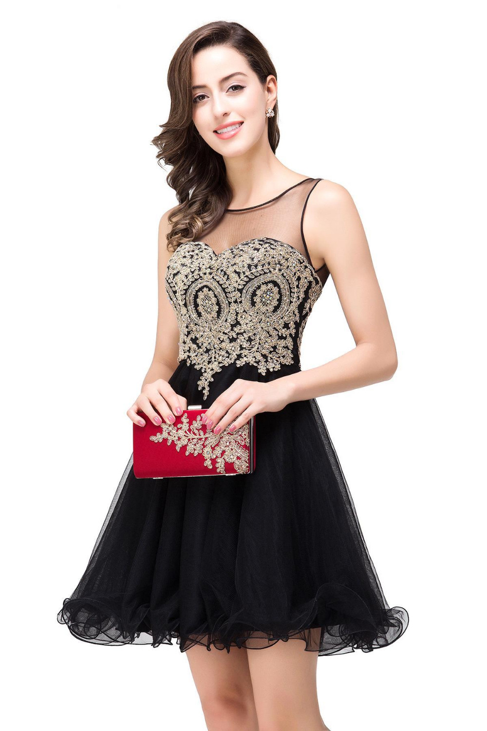 black and gold homecoming dress