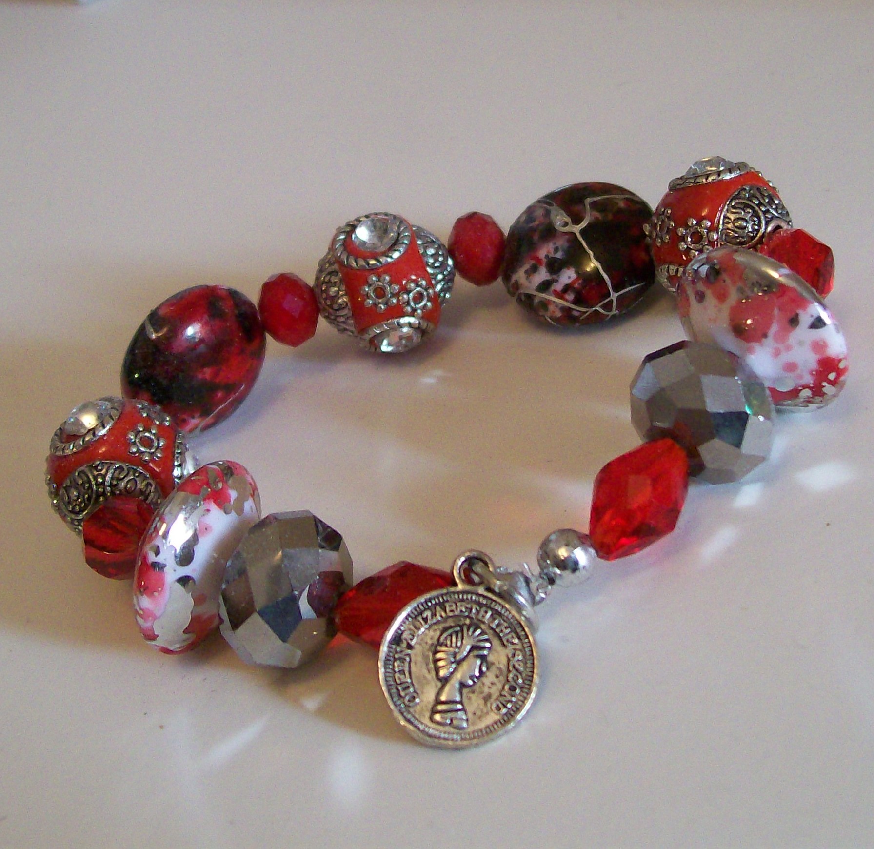 Red Beaded Stretch bracelet on Storenvy
