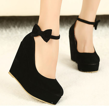 black wedge with ankle strap