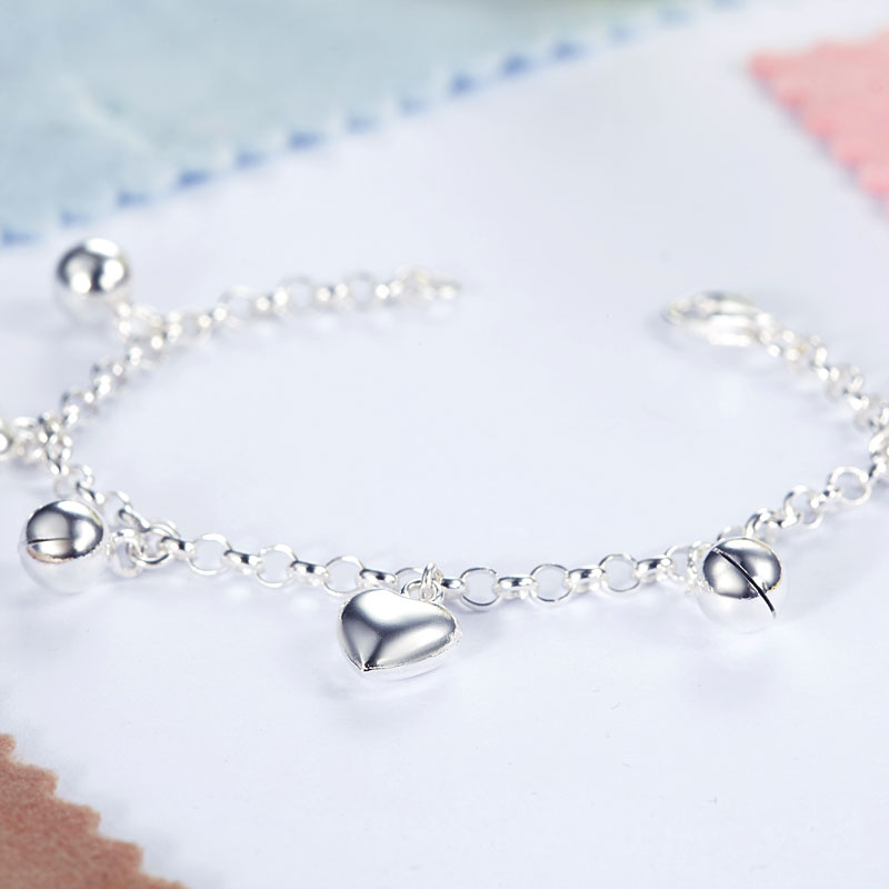 FB Jewels Solid Sterling Silver Heart Childs Bracelet