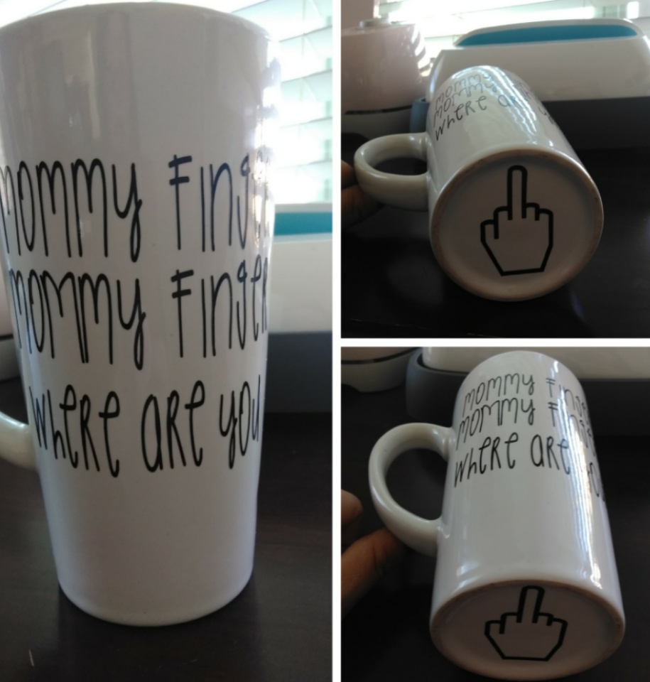 mommy finger coffee mug
