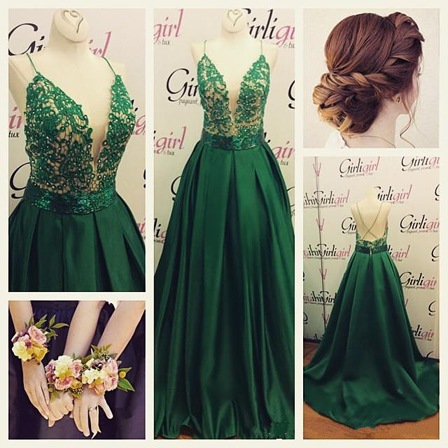 Dark Green Spaghetti Strap Dress
