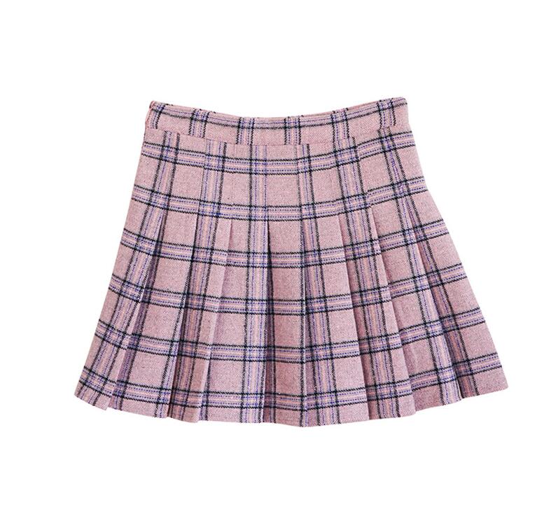 Chic Plaid High Waist Woolen Pleated Skirt on Storenvy