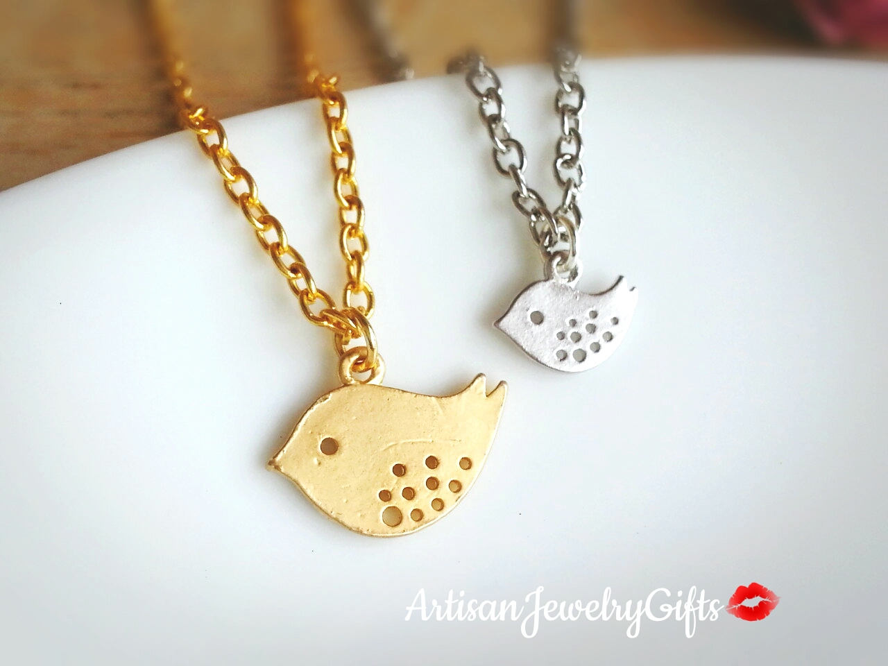 mother and baby bird necklace