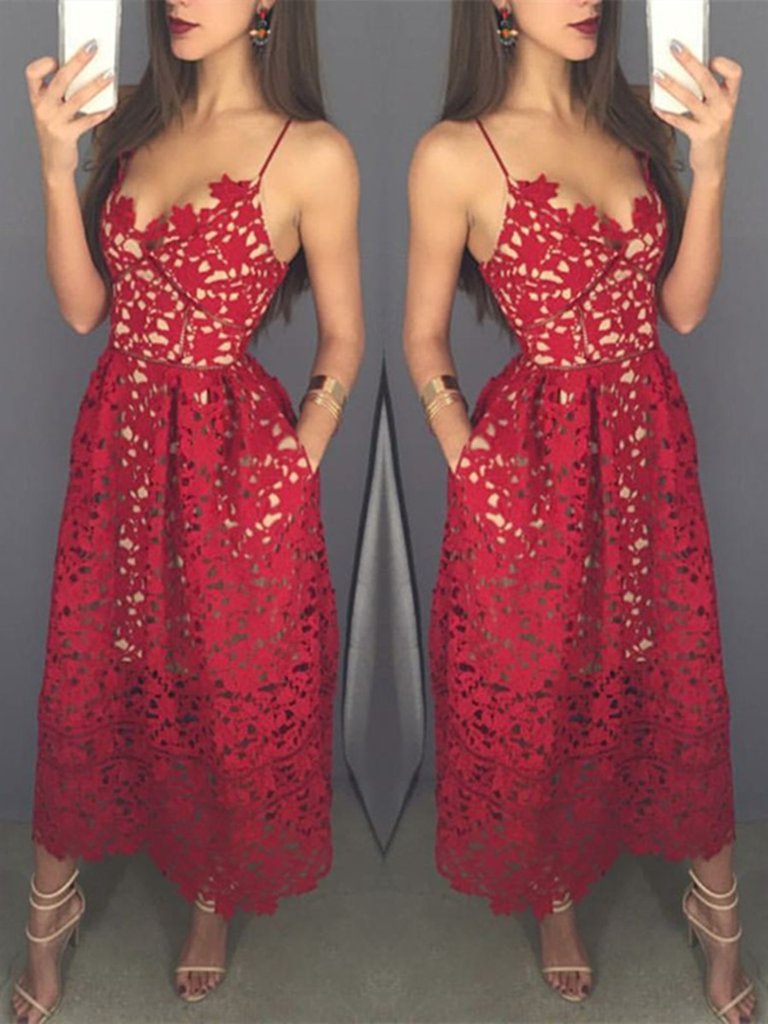 spaghetti lace dress