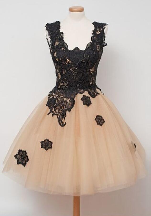 black lace homecoming dress