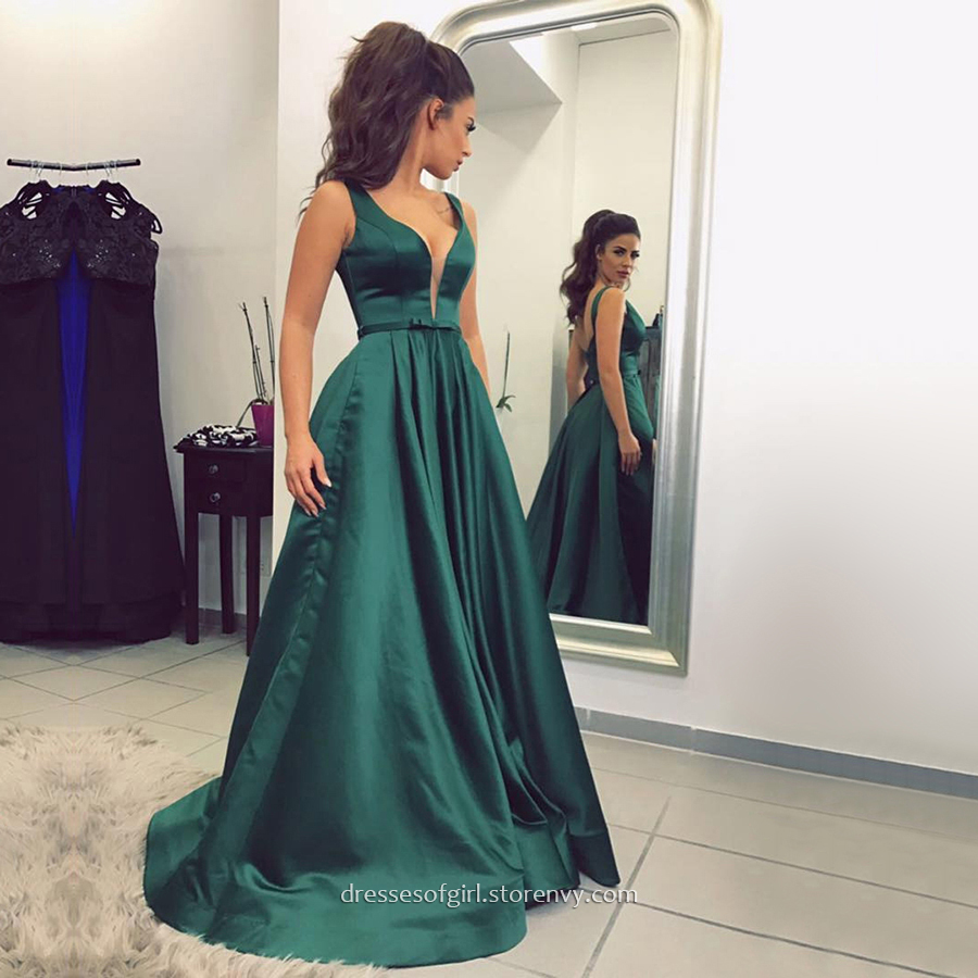 princess v neck prom dress
