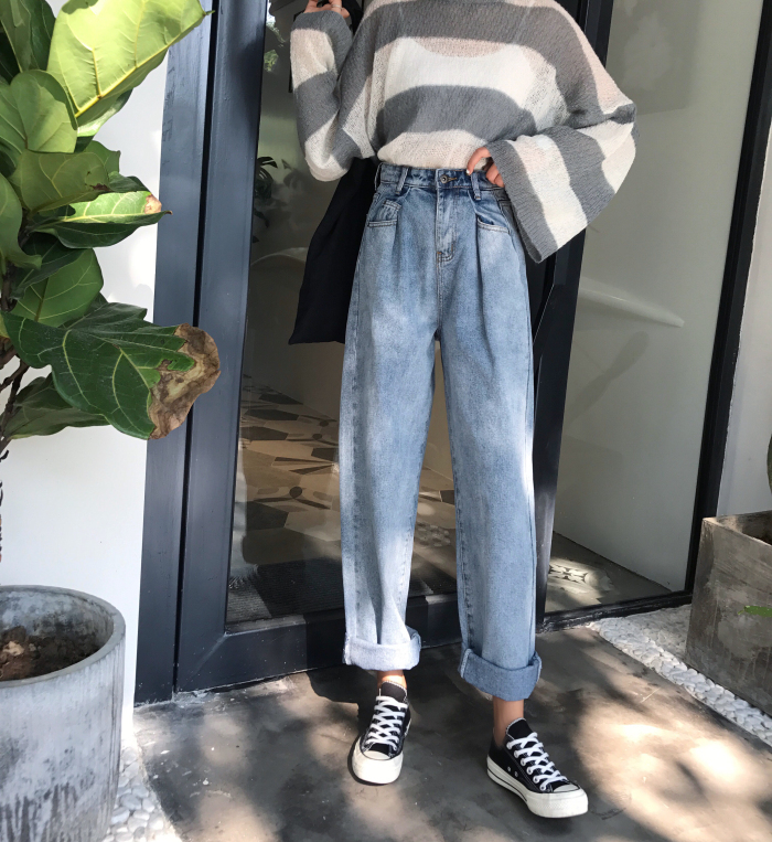 Get the Korean high waist jeans Blue-s 
