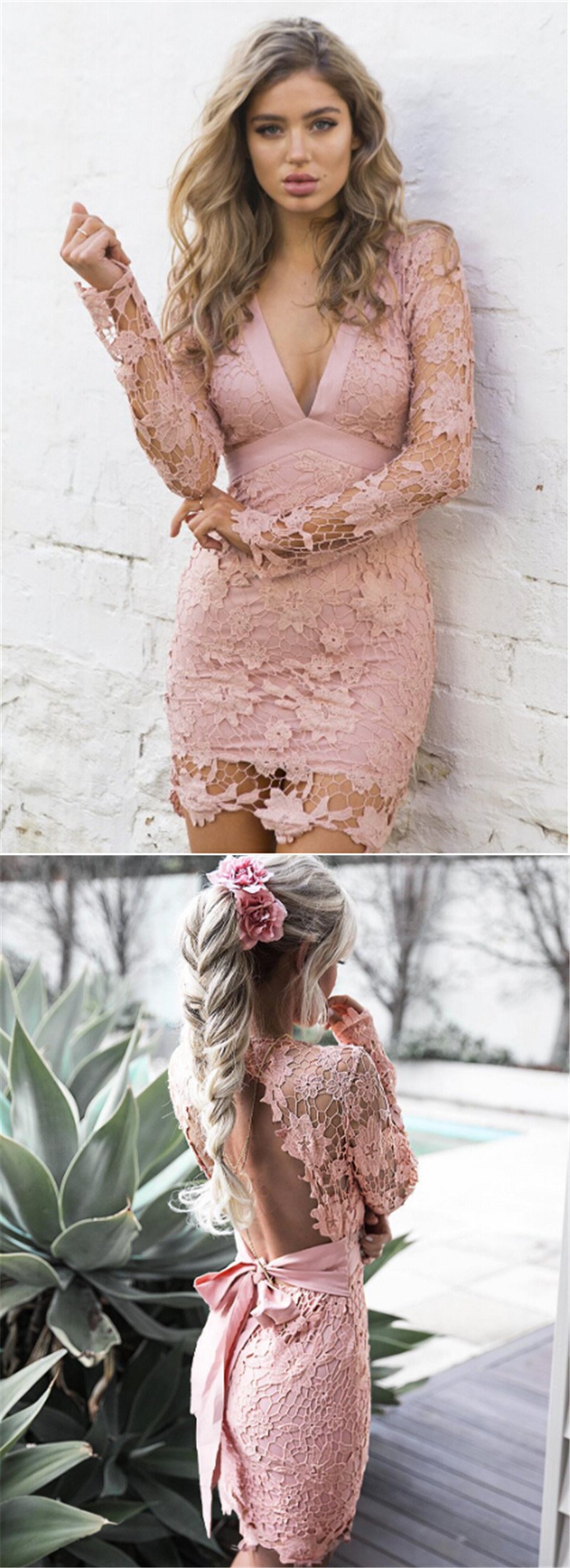 sexy pink lace dress