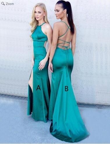 Blue Halter Prom Dress