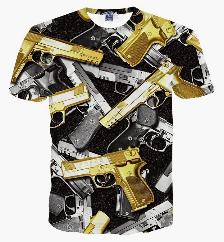 UstyleGuns Digital Printed Tshirts Slim Short Sleeve Tshirts 5 Sizes