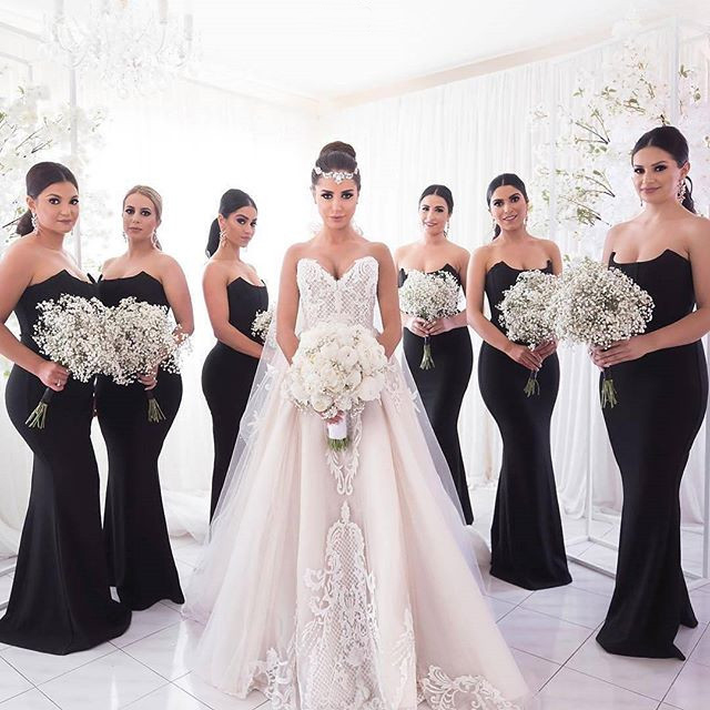 bridesmaid in black dresses