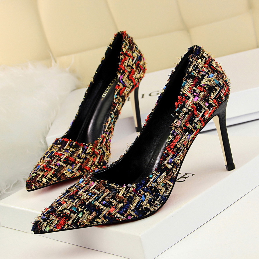 Colorful Pointed Toe Stiletto Heel High Heels Party Shoes Q0082