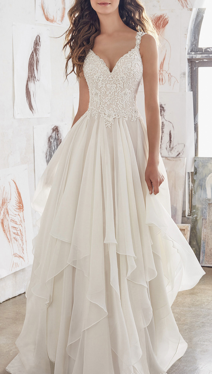 sweetheart chiffon wedding dress