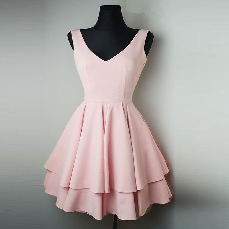 Pink Short Formal Simple Dresses