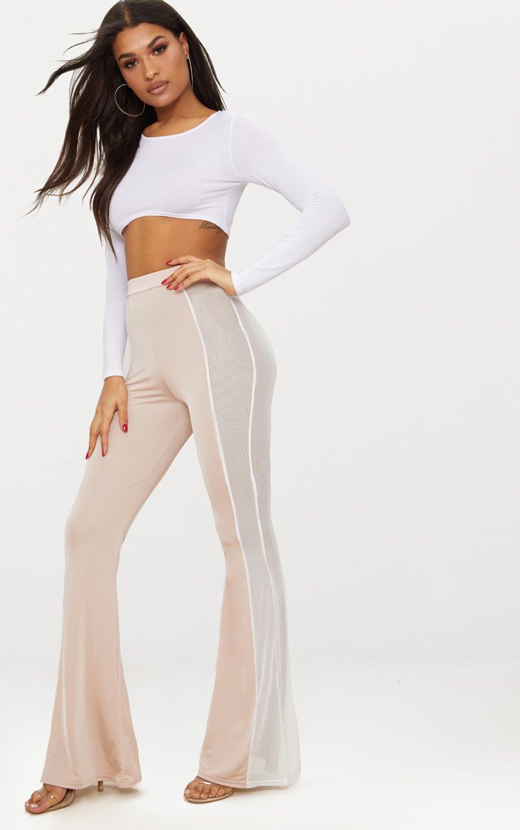 flared mesh trousers