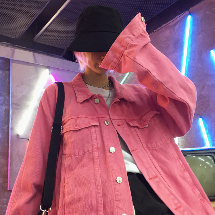 vintage pink denim jacket