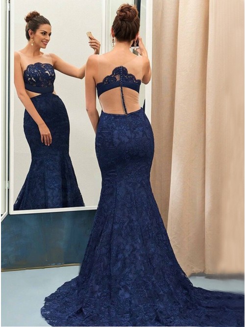 Mermaid Lace Prom Dresses, Ball Gown 