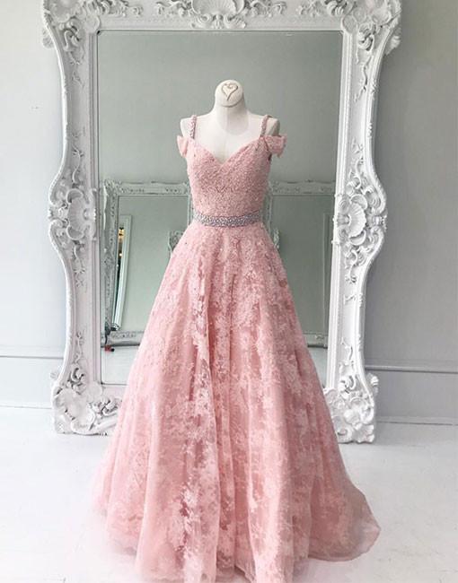 pink off shoulder gown