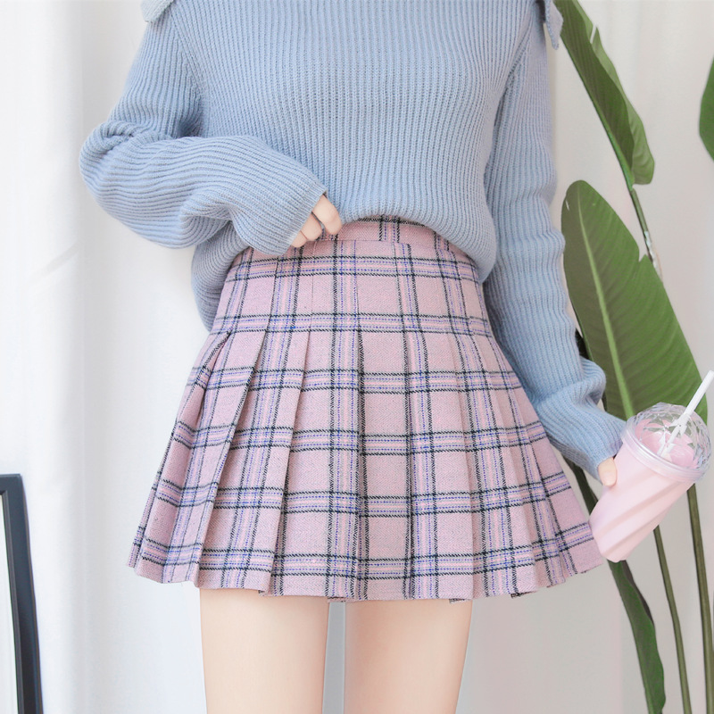 FREE Shipping Girls Woolen Plaid Pleated Skirt on Storenvy