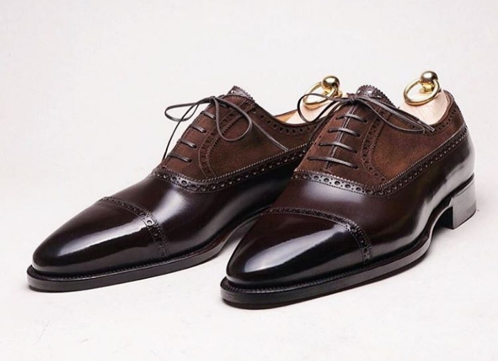 brown suede cap toe shoes