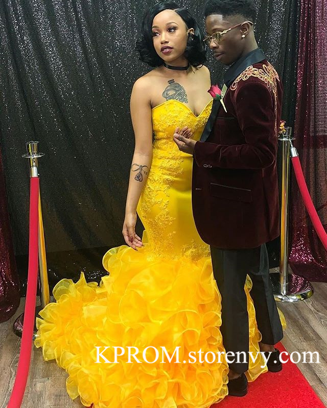 mermaid ruffle prom dress