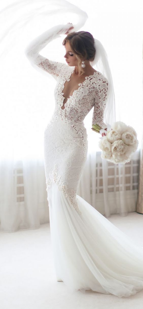 Vintage Mermaid Ivory Lace Wedding Dresses,Bridal Gown 2019 · Dressmeet