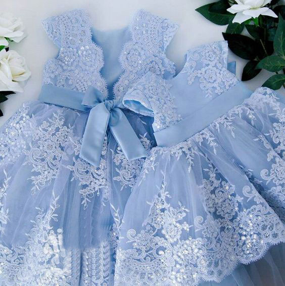 sky blue flower girl dress