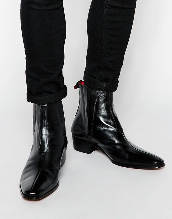 black leather chelsea boots mens