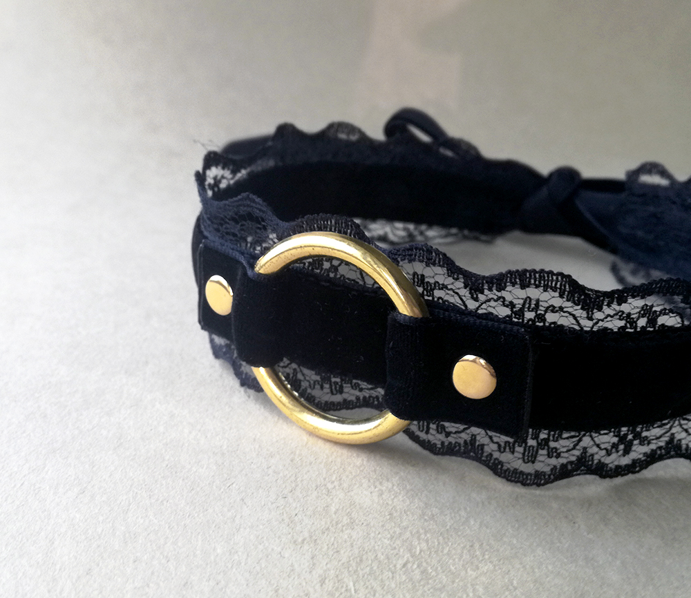 Black ddlg choker with oring. Gothic choker. Kitten play