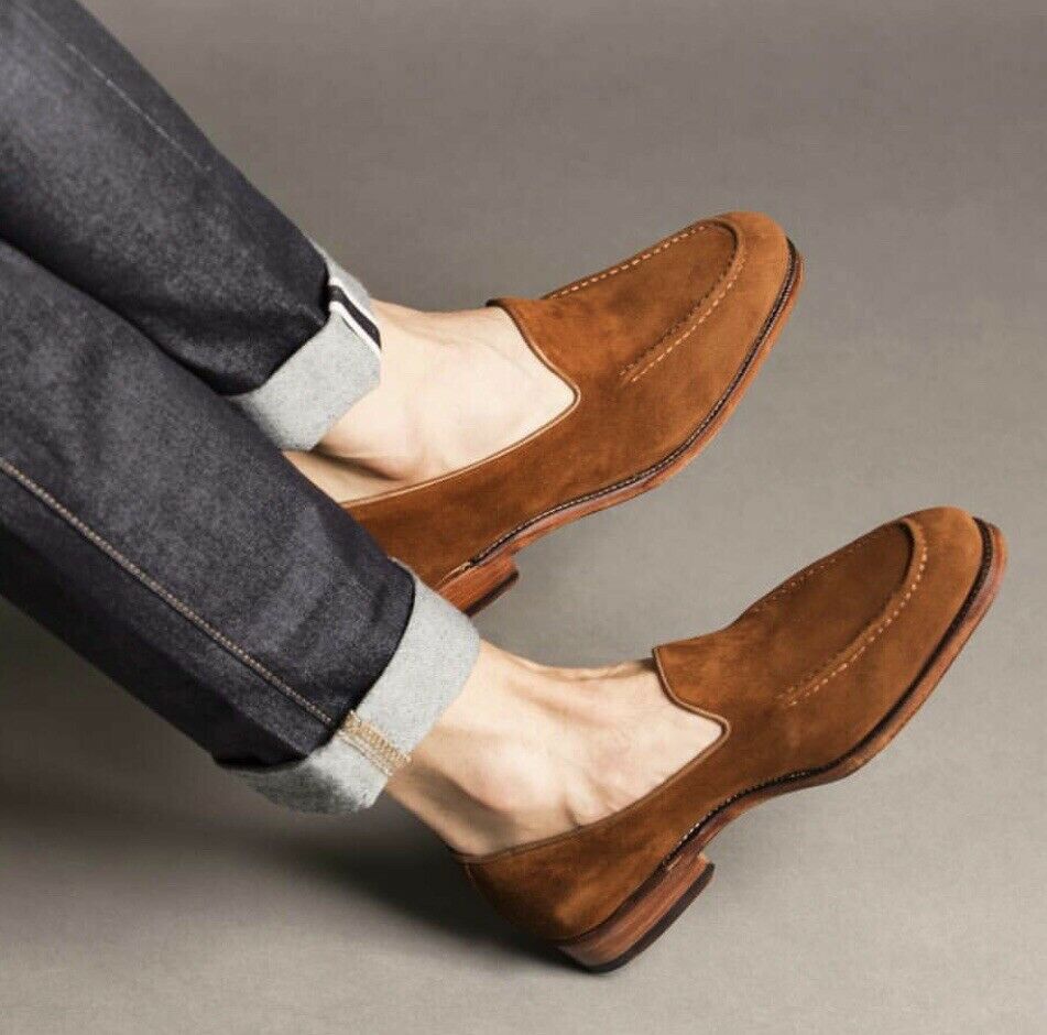 Handmade Camel Brown Suede Shoes for 