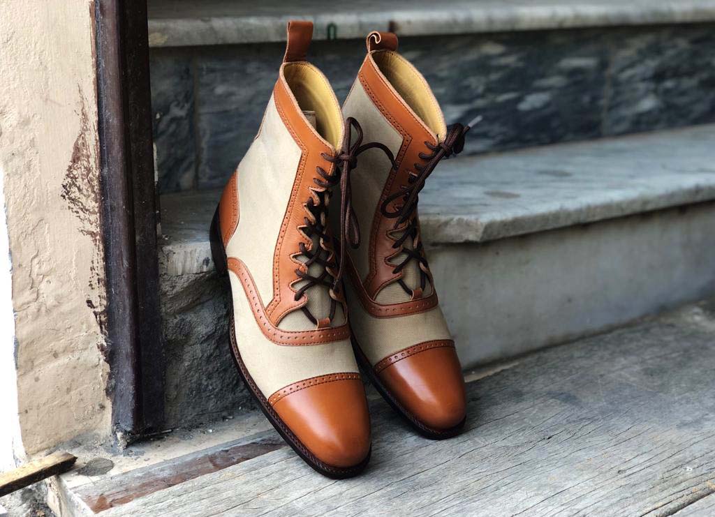 caen cap toe suede boot