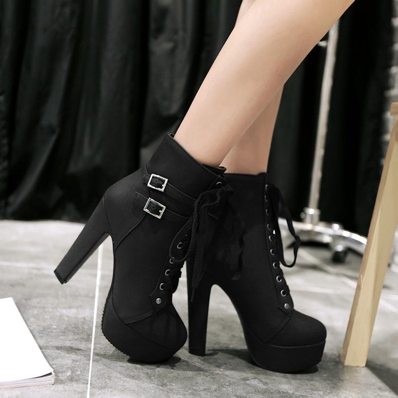 chunky heel boots lace up