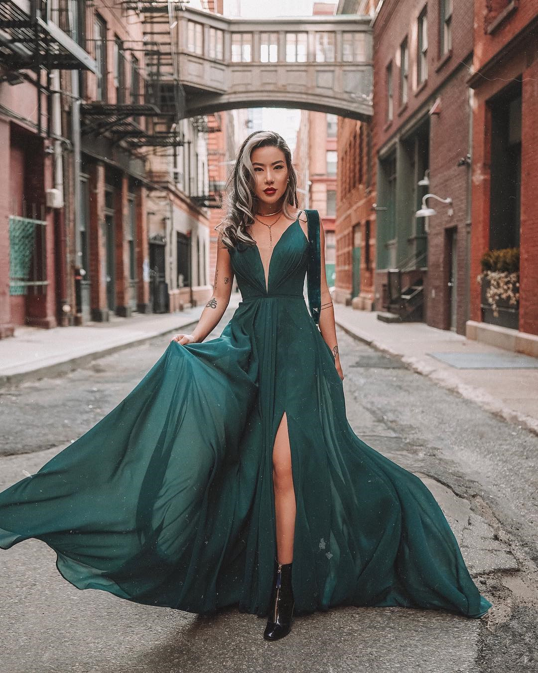 Simple Green Chiffon Long Prom Dress US 