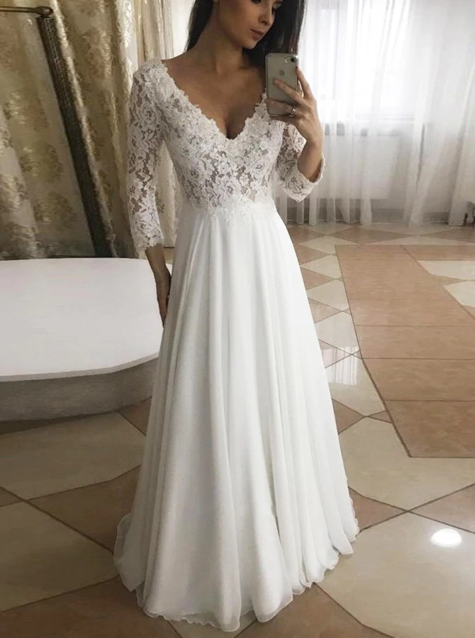 long sleeve beach wedding dresses